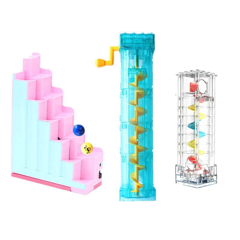 Height Adjustable Marble Race Run Electric Elevator Spiral Raise Rolling Balls Lift Motor Compatible Large Building Blocks Parts