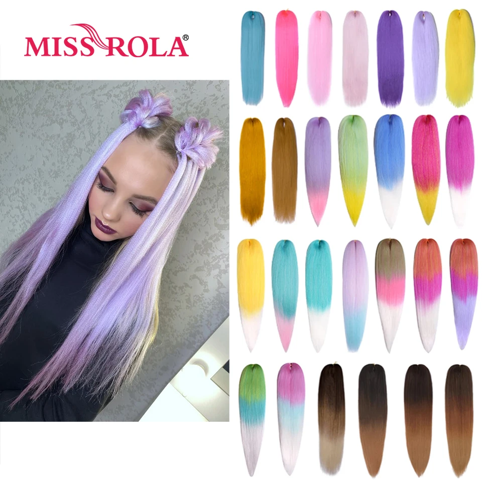 Miss Rola 28Inch 100G NEW COLORS Synthetic Hair Extension Yaki Straight Jumbo Braiding Hair Pre-Stretched Braid Kanekalon Hair