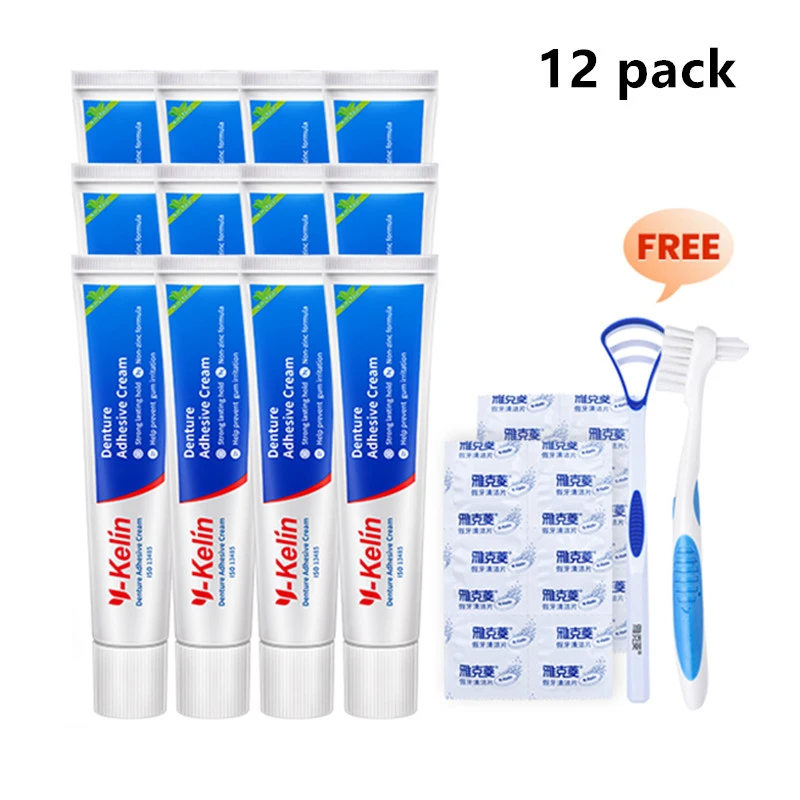 Hot Sale Y-Kelin Denture Adhesive Cream Strong Hold 40 Gram 12 Packs For Upper And Lower  Secure Send a Gift