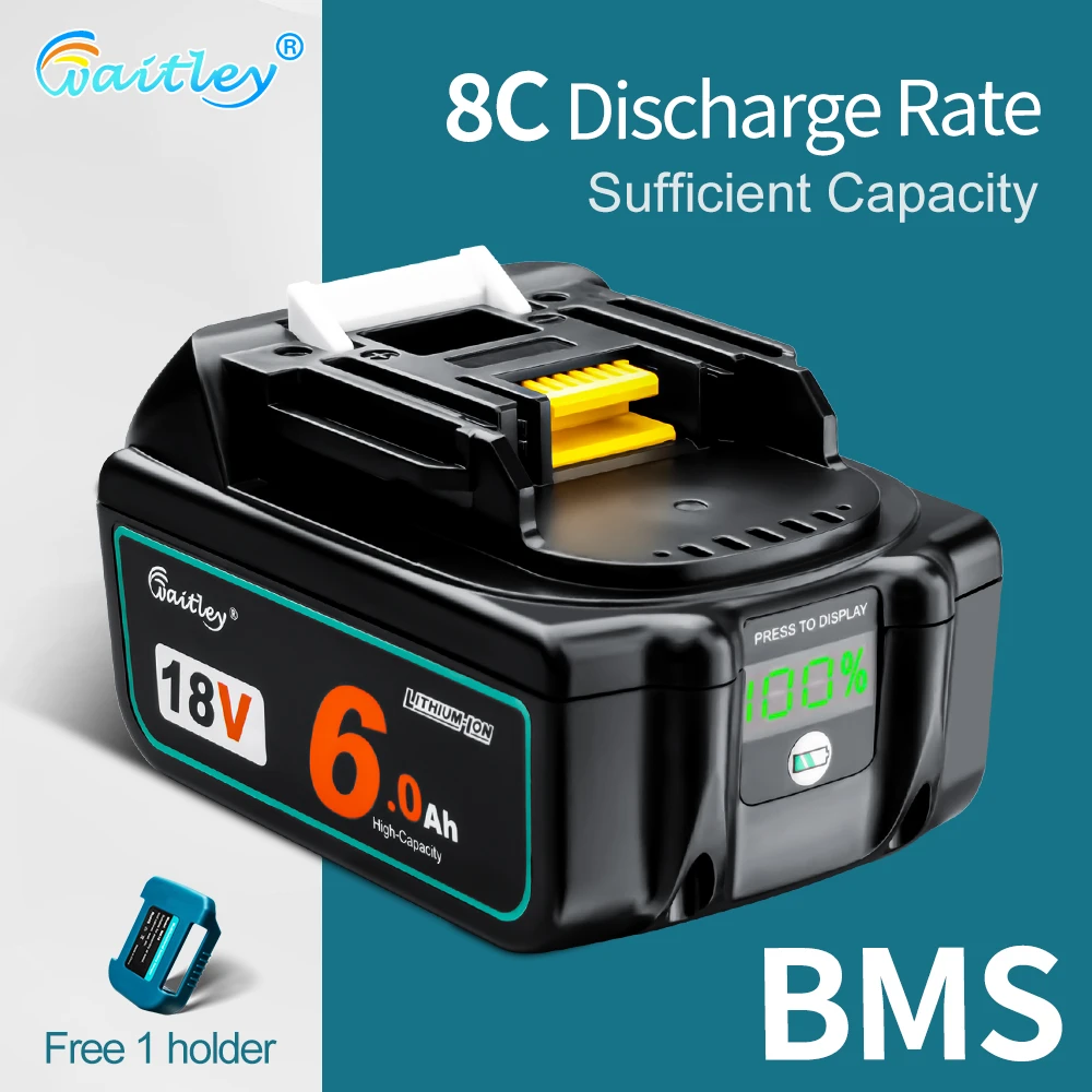 Waitley 18V 6.0Ah Rechargeable Li-ion battery For Makita power tool 18 v Batteries BL1840 BL1850 BL1830 BL1860B LXT 400