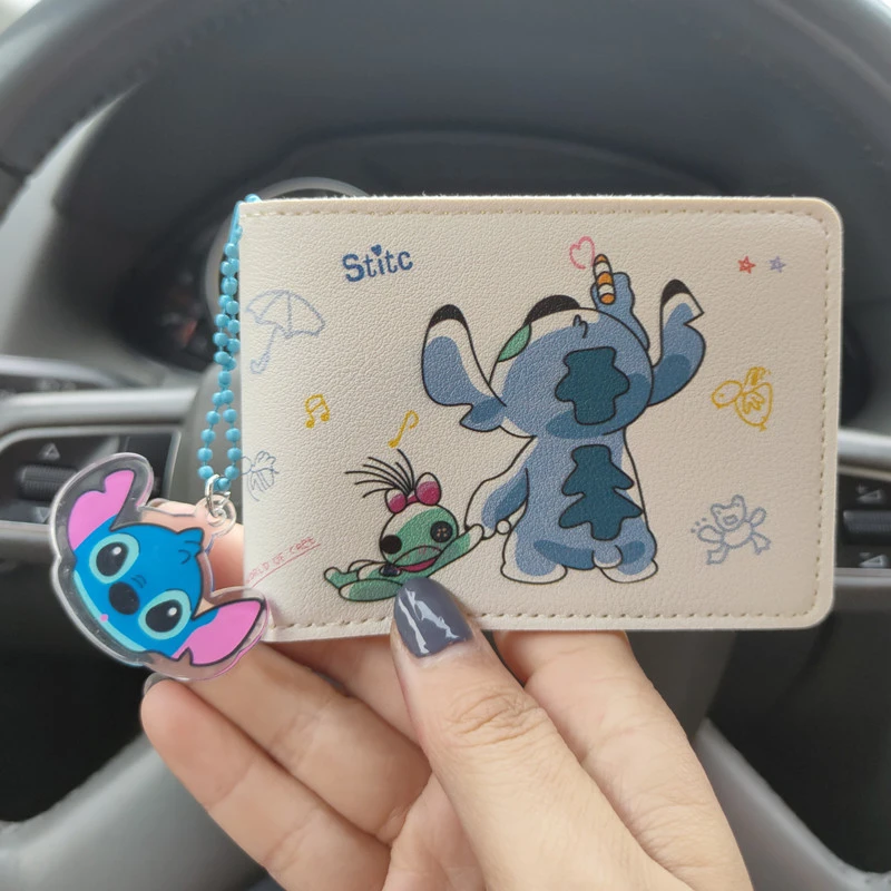 Disney Lilo & Stitch Driver License Mickey Mouse Cartoon Leather Driver's License Driving Document Clip Credit Card ID Holder
