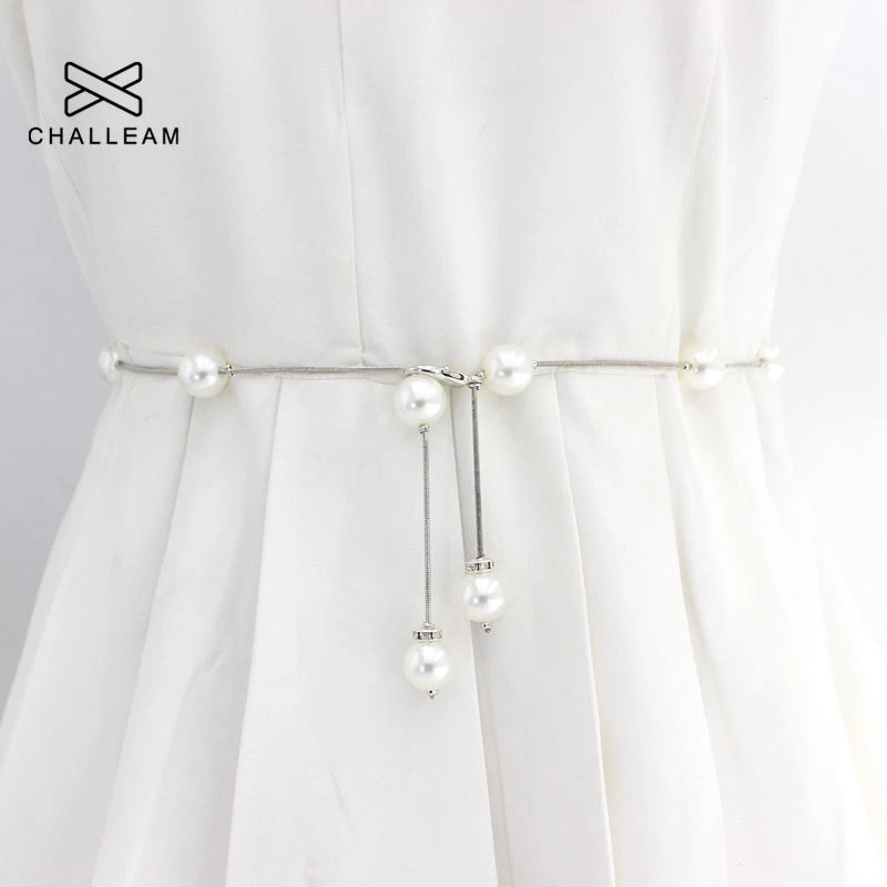 Ladies Adjustable Pearl Chain Belt Fashion Women Luxury Brand Design Simple Style Decor Dress Thin Skinny Waist Belt 209