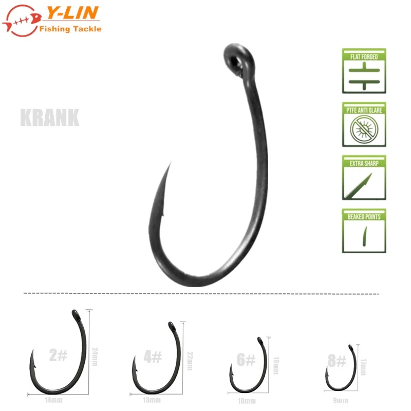 Carp Fishing Hooks For Hair Rigs Coating Curve Shank Crank  Barbed KRANK  Wide Gape  Choddy Made In Japan for Hair Rigs Boilies