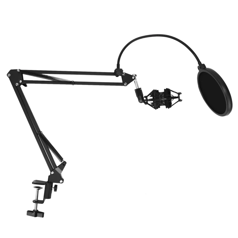 NB-35 Microphone stand Scissor Arm Stand, Pantograph For Mic &Table Mounting Clamp&NW Filter Windscreen Shield & Metal Mount Kit