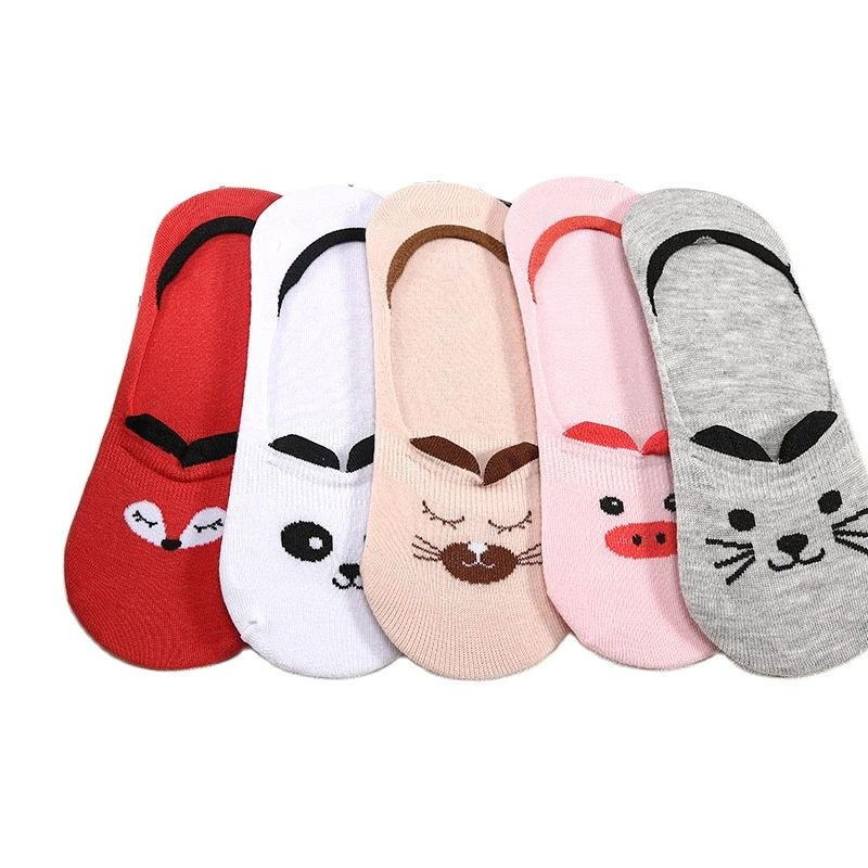 5 Pairs/lot Spring Cotton Ankle Socks For Korea Women's Cartoon Animal Cat Panda Pig Short Socks Female Sokken Slippers Meias