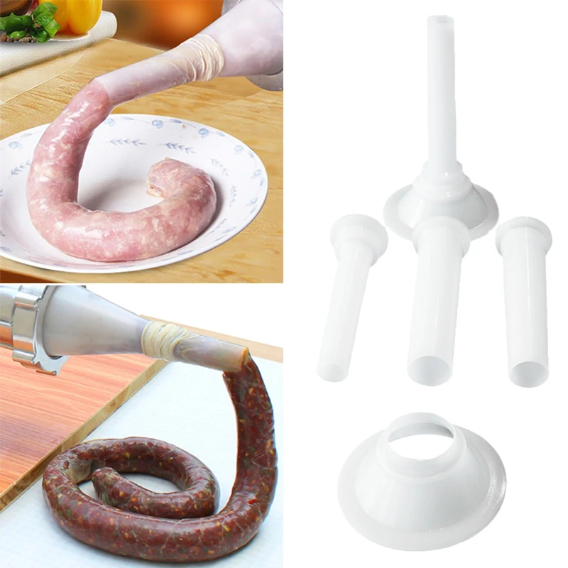 4pc/Set Meat Nozzles for Grinder Meat Filling Funnel Meat Sausage Casing Fillers Sausage Ham Maker Grinder Poultry Tool Set
