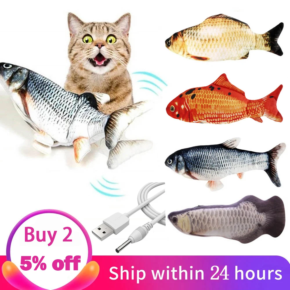 Electric Cat Toy 3D Fish USB Charging Simulation Fish Interactive Cat Toys for Cats Pet Toy cat supplies Pet Christmas Gifts