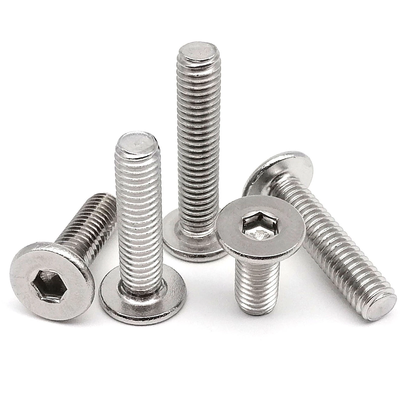 5/10/20/50X CM M1.6 M2 M2.5 M3 M4 M5 M6 M8 A2 304 Stainless Steel Hex Hexagon Socket Ultra Thin Super Flat Wafer Head Screw Bolt