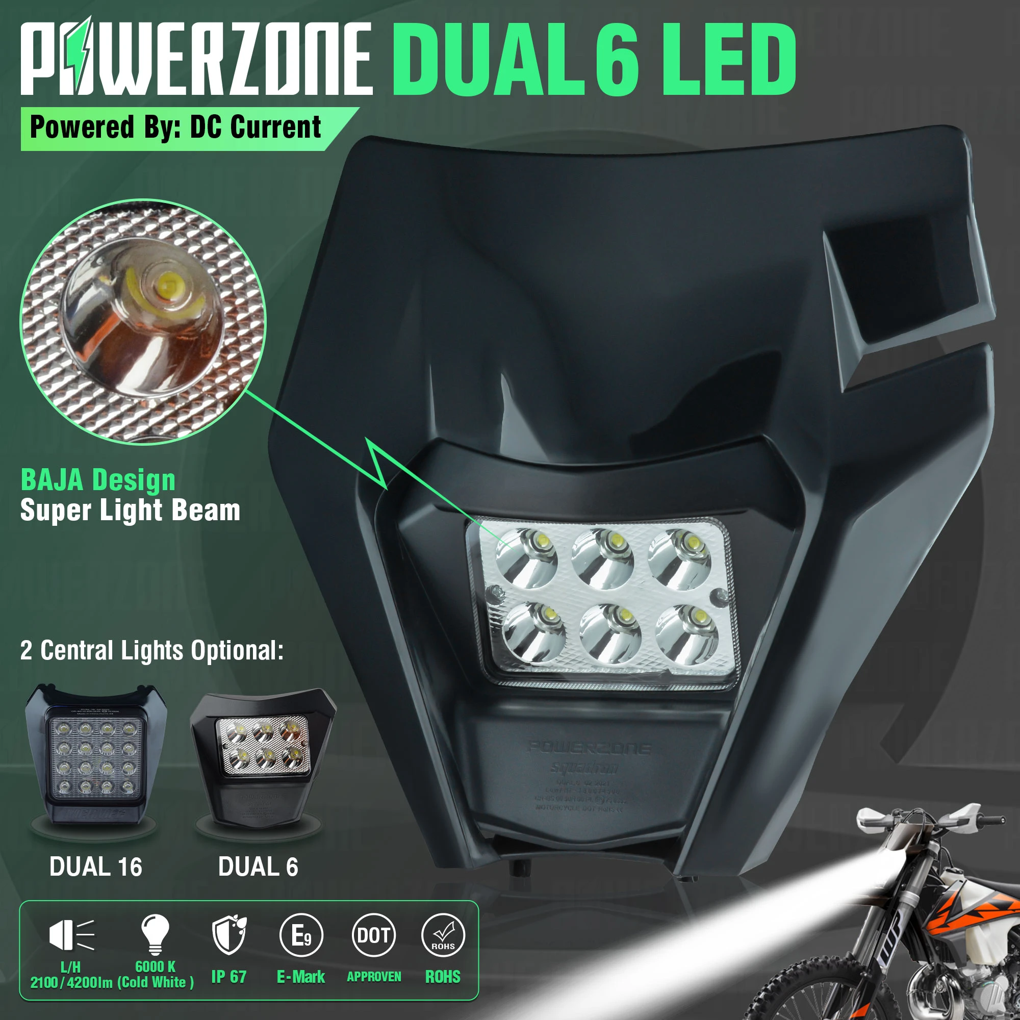 Powerzone Headlight Headlamp For KTM SX F EXC XCF SMR 2014 15 16 Motorcycle Dirt Bike MX Enduro Supermoto With H4 Bulb