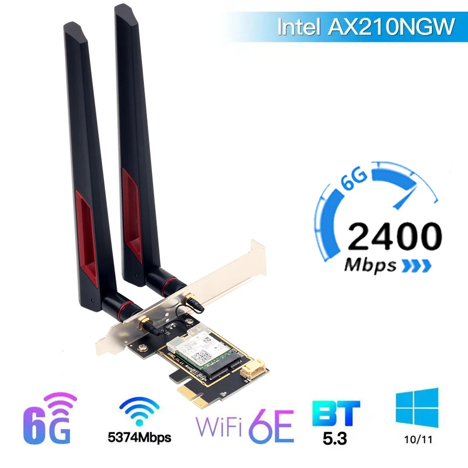 Tri band Intel AX210 AX200 8265AC AX210 wireless Wi Fi 6E 802.11AX 5374M desktop wireless network card Bluetooth 5.2 supports 6G