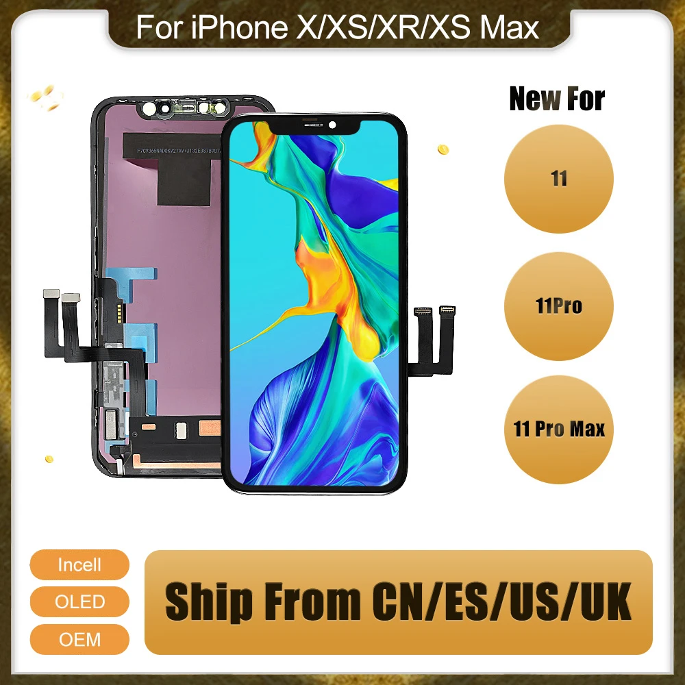 Grade A+ For iPhone X XS XR XS Max 11 Pro XDR OLED OEM Liquid Retina IPS LCD Display Touch Screen Digitizer Assembly Replacement