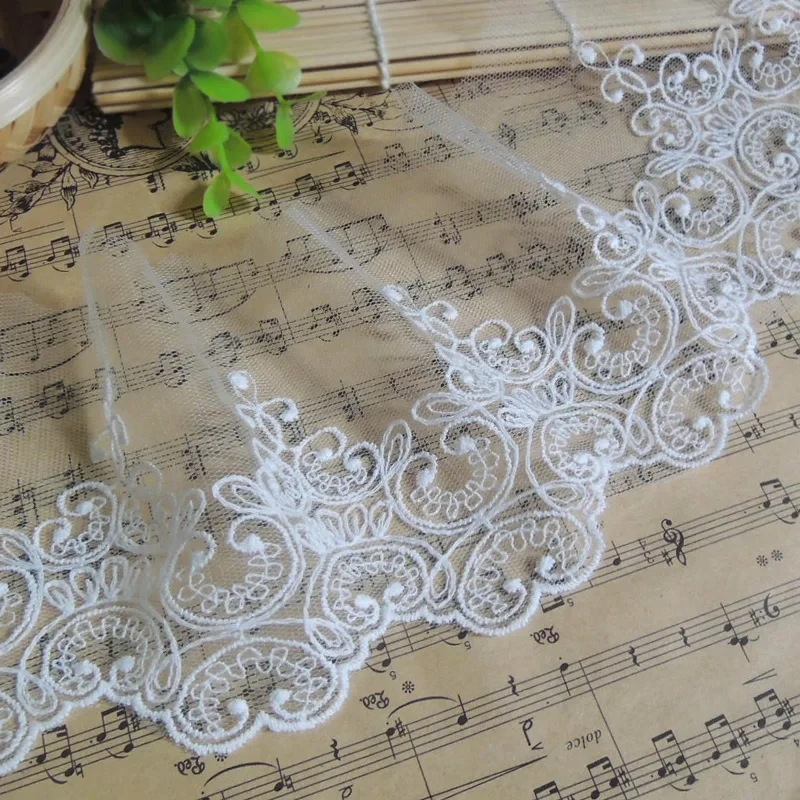 1Yard/lot Width:9.5cm White Black cotton embroidered mesh lace Garment lace trims trimmings DIY Sewing accessories