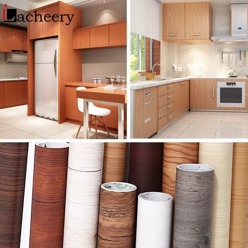 Waterproof Wood Vinyl Wallpaper Roll Self Adhesive Decor Contact Paper Doors Cabinet Desktop Modern Furniture Decorative Sticker