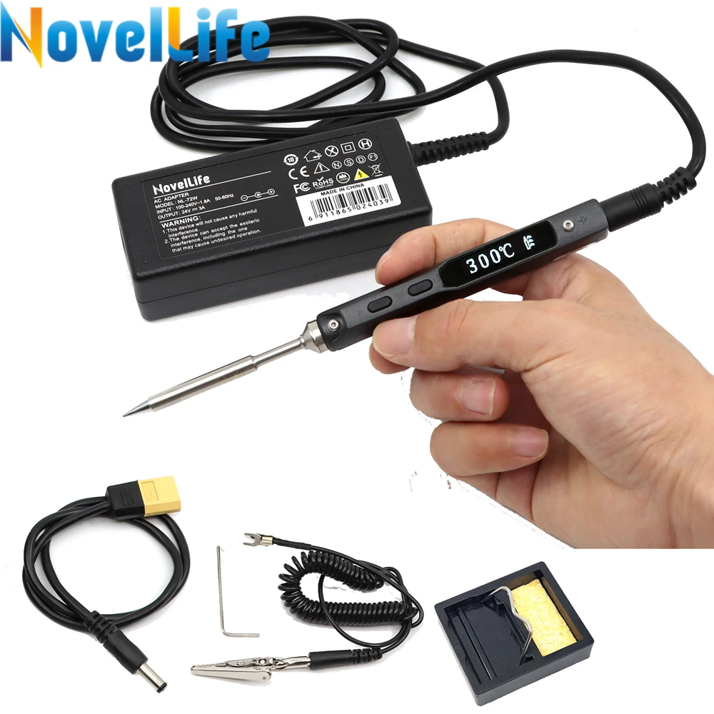 Original TS100 65W Mini Electric Soldering Iron Station Adjustable Temperature Digital Display with Solder Tip 24V Power Supply