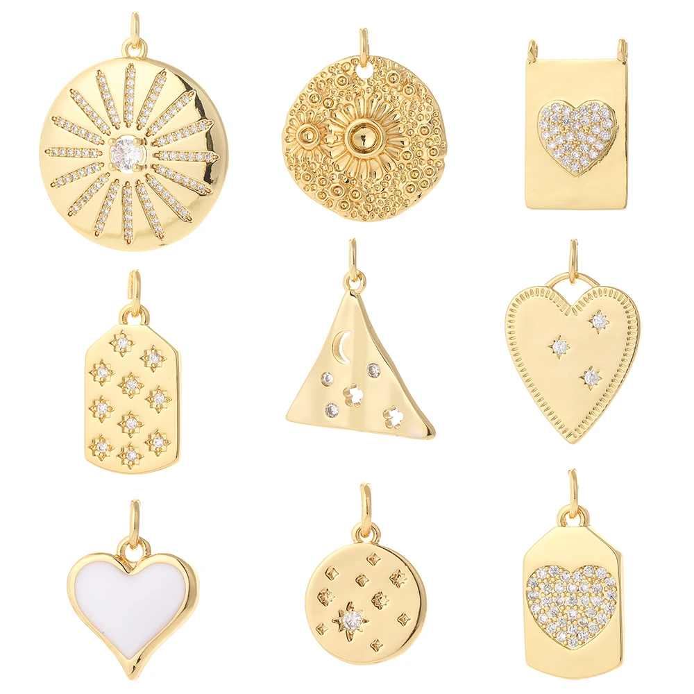 Geometric Heart Star Jewelry Making Gold Dangle Pendant Designer Charm for Diy Earrings Necklace Bracelet Copper Resin Butterfly