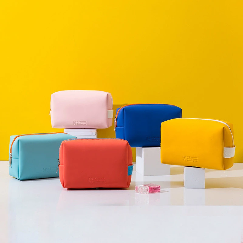 Women Travel Cosmetic Bag Waterproof Pu Cute Candy Colors Woman Makeup Bags Portable Toiletry Storage Bag Organizer Box