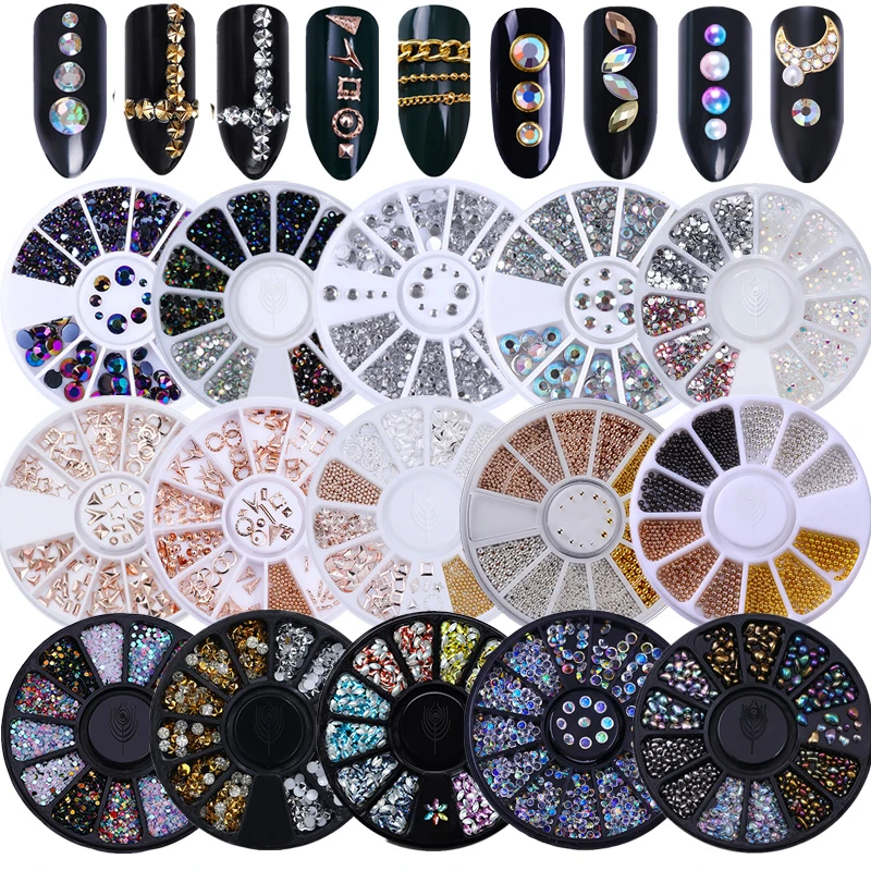 Mixed Color Nail Rhinestone 3D Nail Art Decoration In Wheel white AB Color Small Irregular Beads Nail Art Decoration Accessories