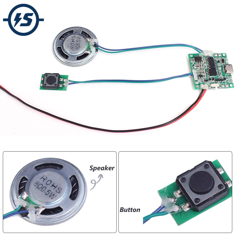 Sound Voice Module Recordable Music Changeable Volume 8M With Adjustment Lithium Battery Charger Circuit Replaceable