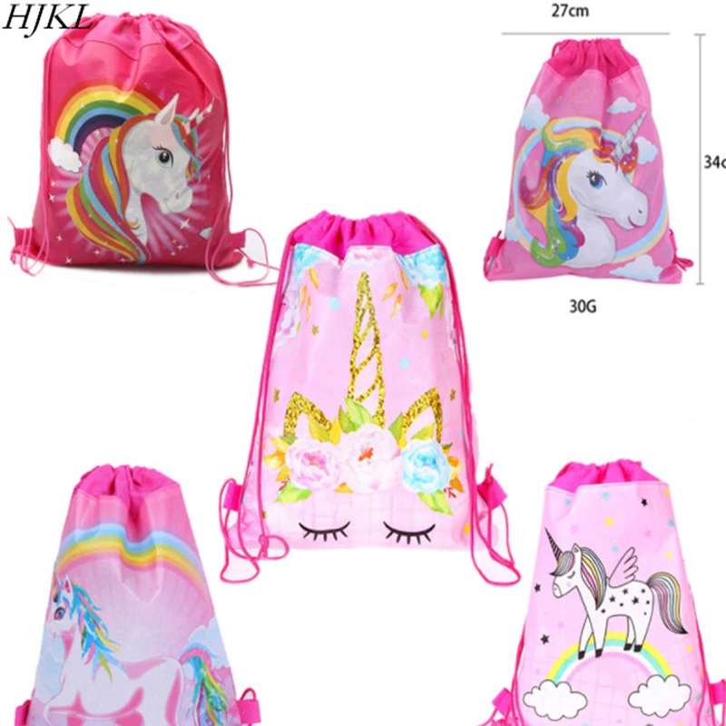 HJKL Unicorn Drawstring bag for Girls Travel Storage Package Cartoon School Backpacks Children Birthday Party Favors skull bag