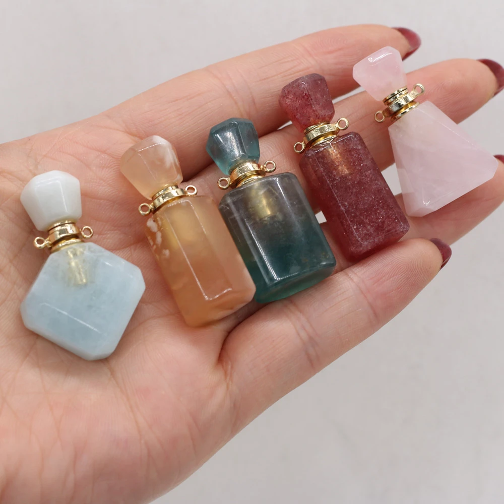 Natural Stone Perfume Bottle Pendant Exquisite Section Semi-Precious For Jewelry Making Charms DIY Necklace Accessory
