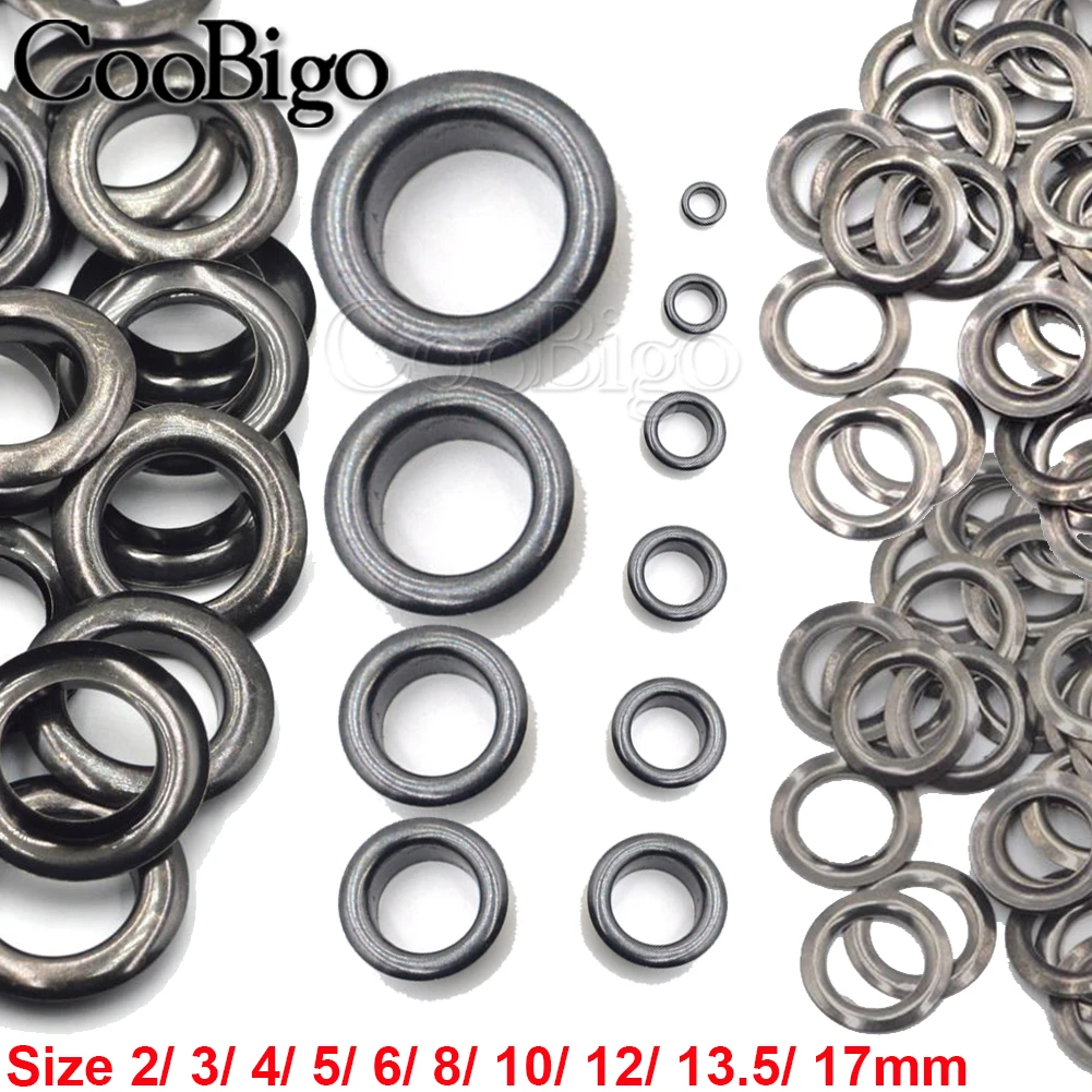 100sets Metal Black Nickel Eyelet with Grommet for Leathercraft DIY Scrapbooking Leathercraft Shoe Belt Tag Clothes Accessories