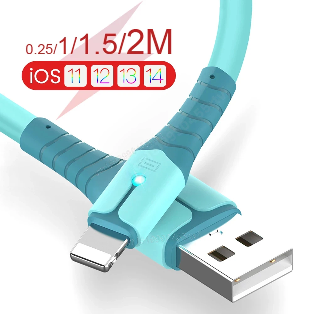 USB Data Cable For iPhone 13 Mini 12 Pro Max X XR 11 XS 8 7 6s Liquid Silicone Charging Cable USB Data Cable Phone Charger Cable