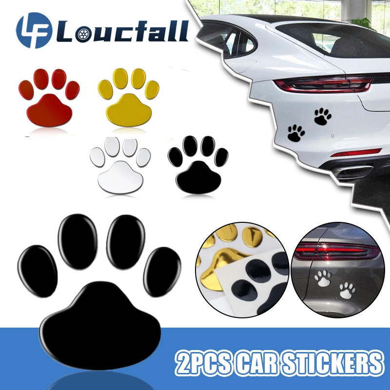 1 pair Car Stickers and Decals Paw 3D Animal Dog Cat Bear Foot Prints Footprint Decal Car Sticker Silver Red Black Golden