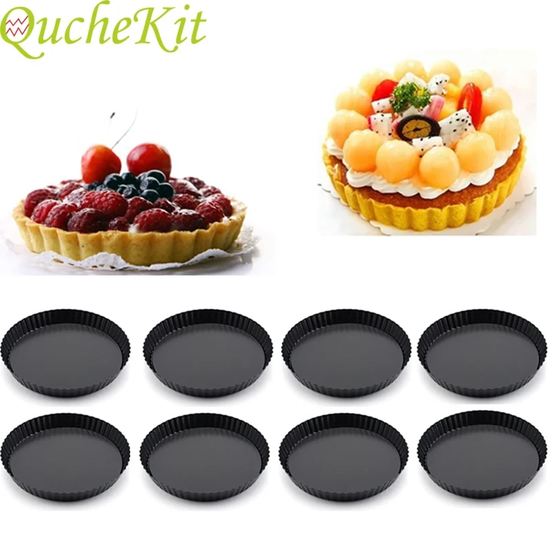 Non-Stick Tart Quiche Flan Pan Molds Pastry Cake Pizza Removable Loose Bottom Round Bread Cream Fondant Dessert Bakeware Tools