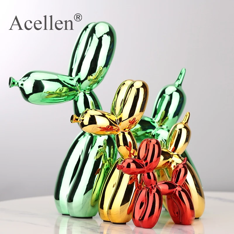 Plating balloon dog Statue Resin Sculpture Home Decor Modern Nordic Home Decoration Accessories for Living Room Animal Figures