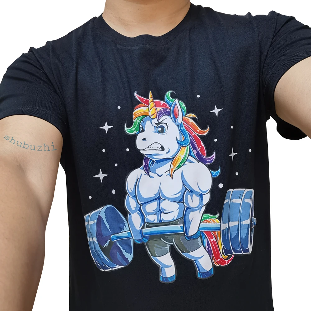 Unicorn Weightlifting T-Shirt Fitness Gym Deadlift Rainbow us Men's trend Cartoon t shirt men Unisex New Fashion tshirt sbz6091