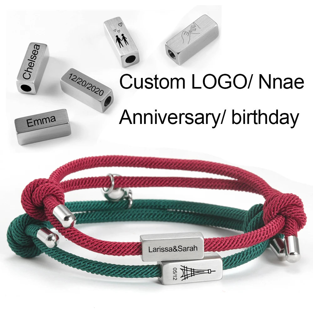 personalized custom name couples bracelet for men Women's bracelets Friendship Rope Distance Couple Magnetic Bracelet 2Pcs/set