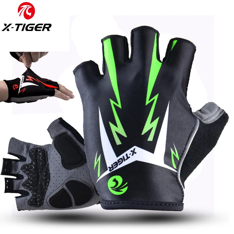 X-Tiger Cycling Gloves Mens Women's MTB Road Gloves Reflective Mountain Bike Half Finger Gloves Bicycle Non-slip Sports Gloves