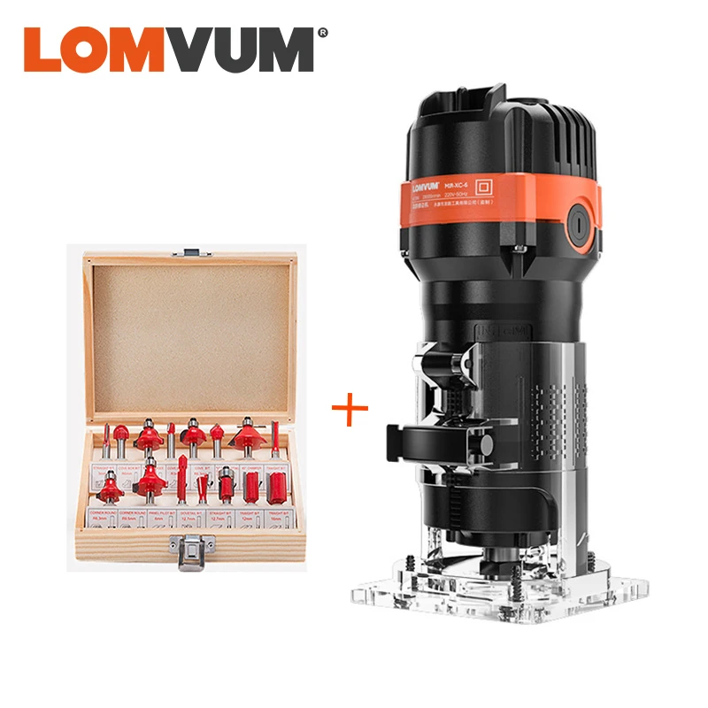 LOMVUM Woodworking Router Wood Hand Milling Machine Electric Trimmer EU 220V Milling Cutter Trimming  Slotting Cutting Tools
