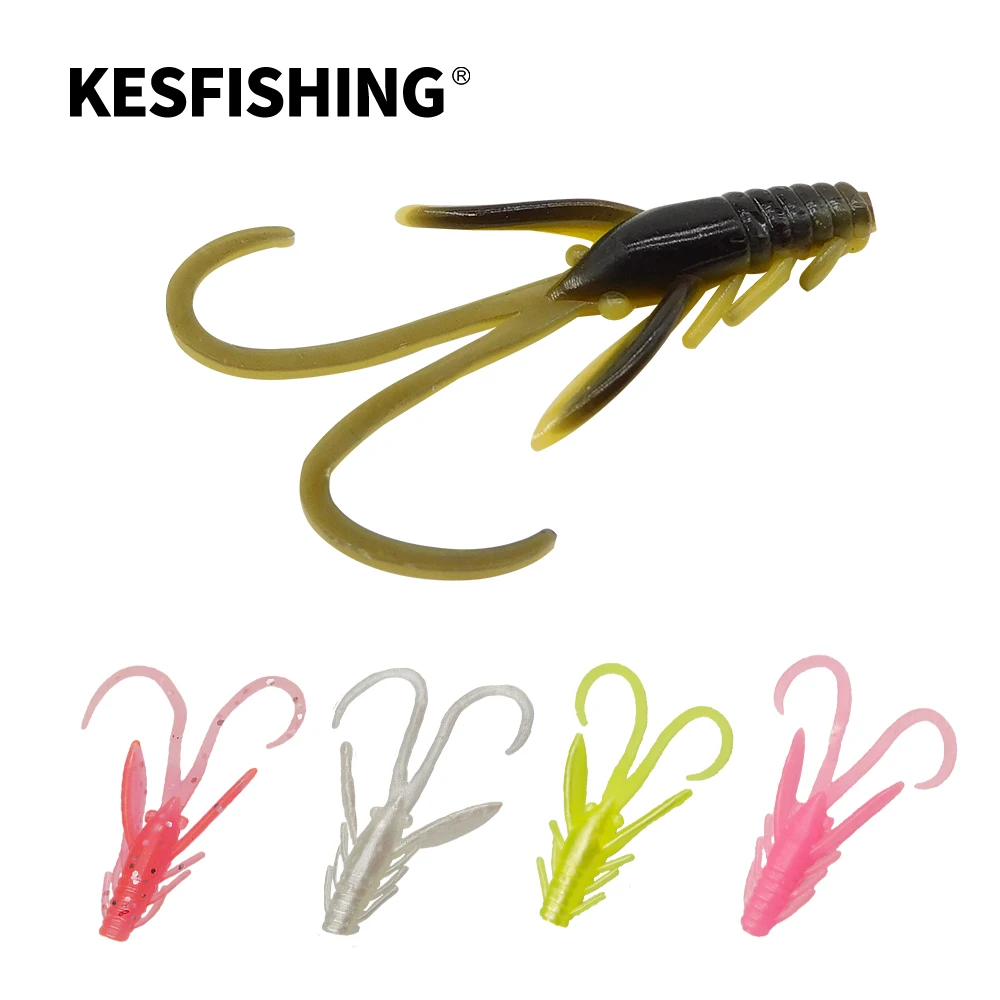 KESFISHING Ice Fishing Lures Soft Baits  Shrimp HOG 40 10pcs 4.5cm Perch Winter Bait Leurre Souple Spinner Bait Carp Fish