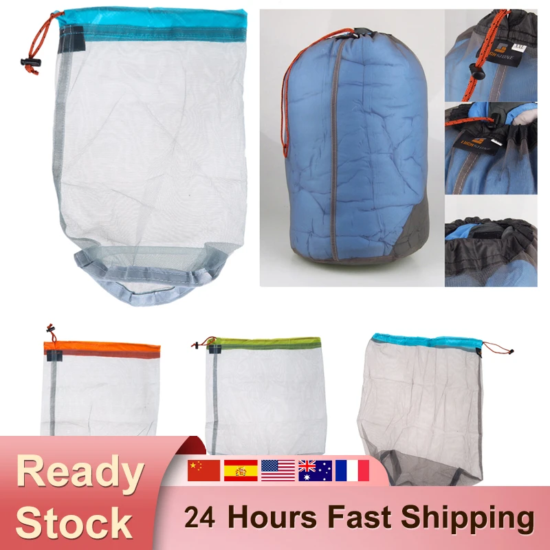 Portable Free Stuff Travel Camping Sports Mesh Storage Bag Sack Drawstring Outdoor Camping Travel Storage Bag Outdoor Tool