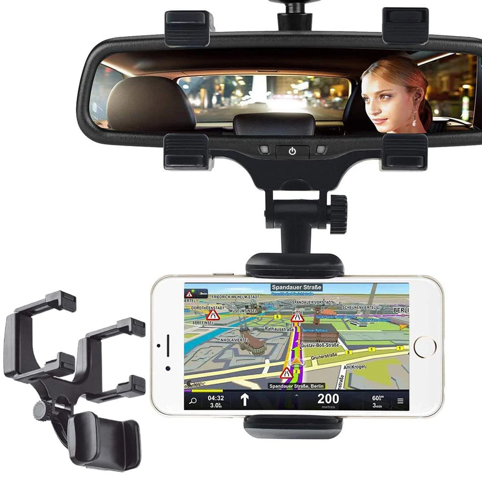 Car Phone Holder Stand Car Rearview Mirror Mount Car Holder for Phone For 3-5.5in GPS 360 Degrees Smartphone Stand Universal