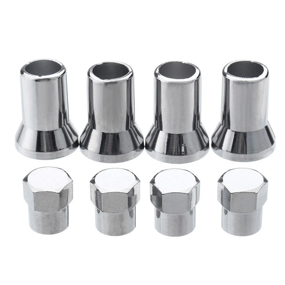 Automobiles 4Pcs/set TR413 Chrome Car Truck Tire Wheel Tyre Valve Stem Hex Caps Case w/ Sleeve Cover Left Right Front Rear