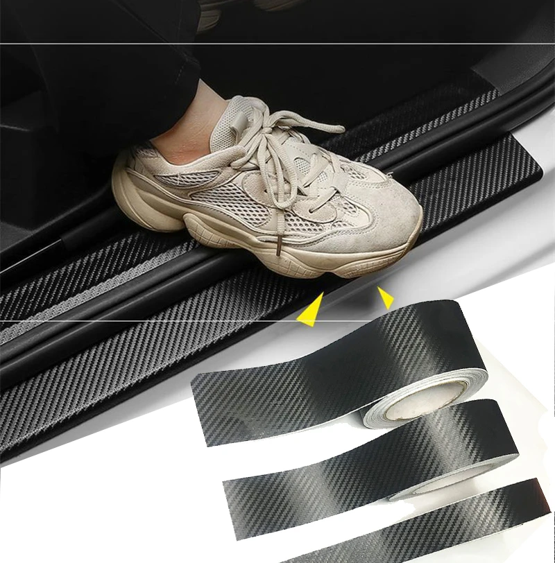 3M 3D Carbon Fiber Car Sticker DIY Paste Protector Strip Auto Door Sill Side Mirror Anti Scratch Tape Waterproof Protect Film
