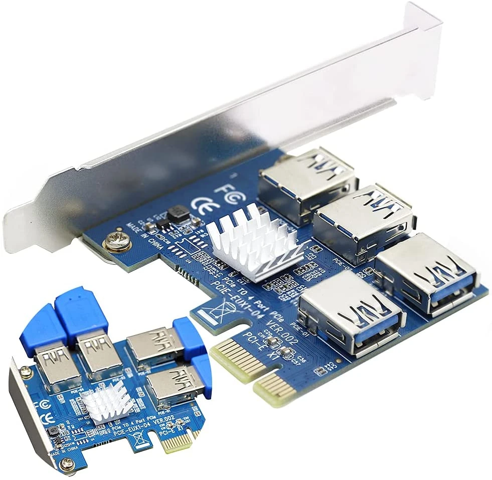 PCI-E To PCI-E Adapter 1 Turn 4 PCI-Express Slot 1x To16x USB3.0 Special Riser Card Extender PCIe Converter For BTC Miner Mining