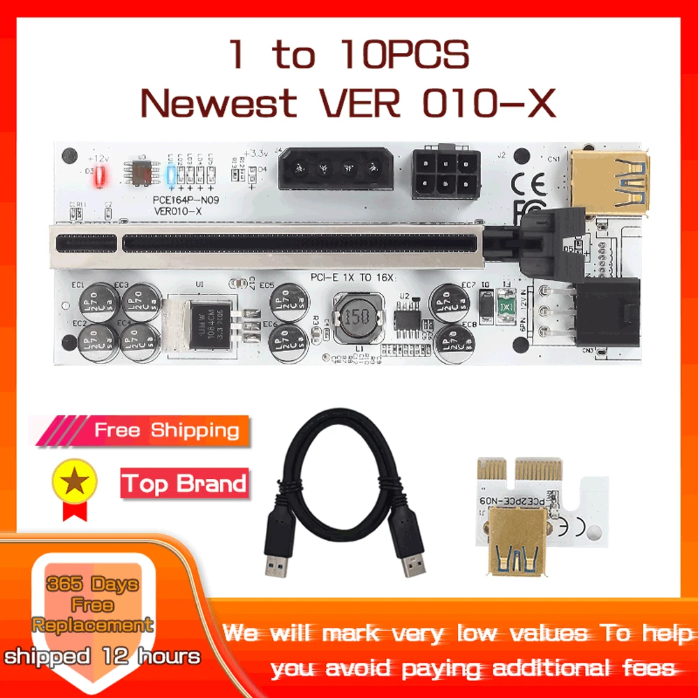 1-10PCS Riser VER010 USB 3.0 PCI-E Riser VER010-X Express Cable   Riser For Video Card X16 Extender PCI-E Riser Card For Mining