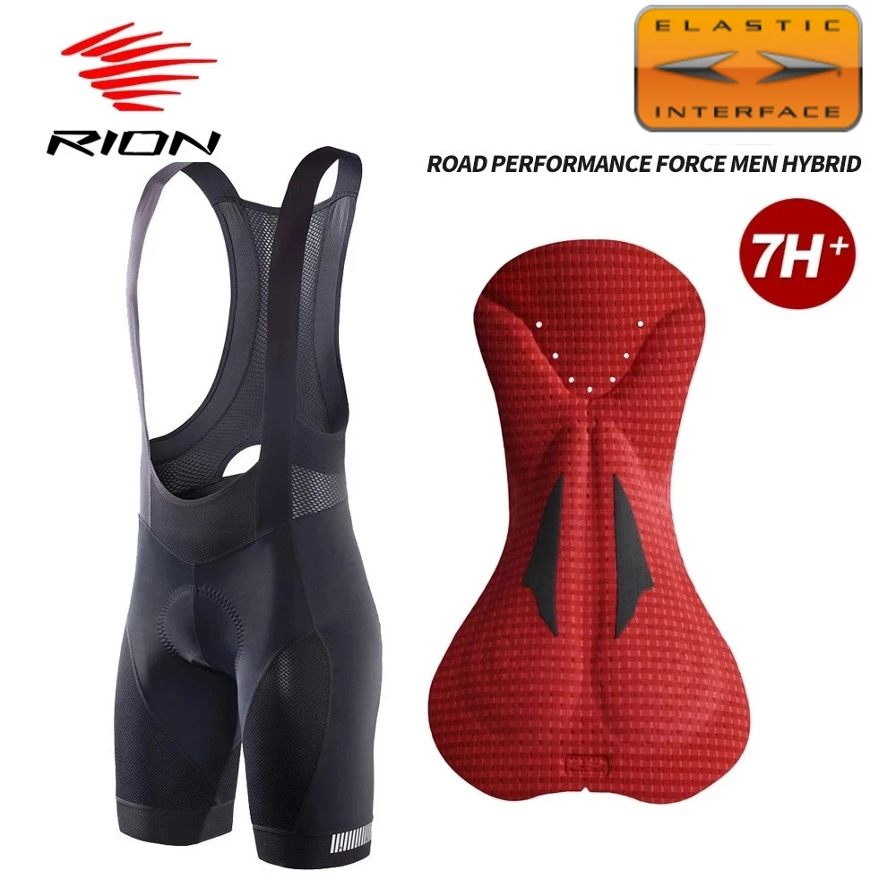 RION Cycling Bib Shorts Men Biking Wear 3D Padded Extra Long Distance 7 Hours Elastic Interface® Pro Cushion MTB Pants Fit