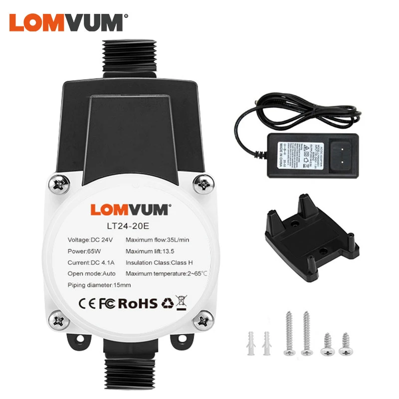 LOMVUM EU Booster Pump Brushless Water Pump 13.5M 24V 45W Auto Pressure Controller IP56 Household Water Heater Boost for Home