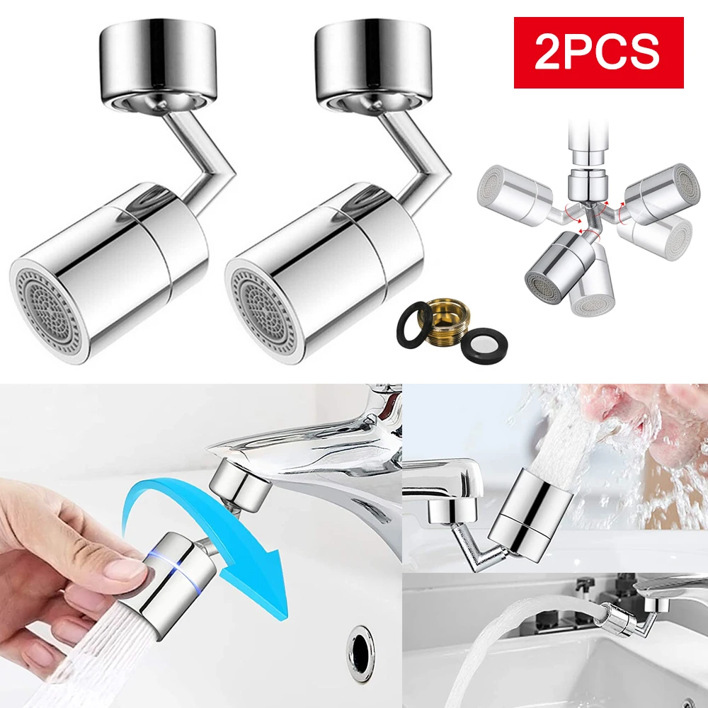 2 Pcs Universal Splash Filter Faucet Movable Kitchen Bathroom Tap 720 Degree Water Saving Nozzle Sprayer Splash-Proof Extender