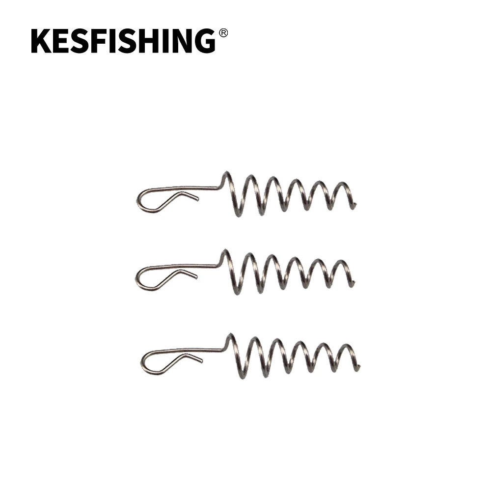 KESFISHING 50pcs 21mm Cone Fishing Hook Connector Soft Bait Spring Centering Pins Fixed Latch Needle Spring Twist Lock