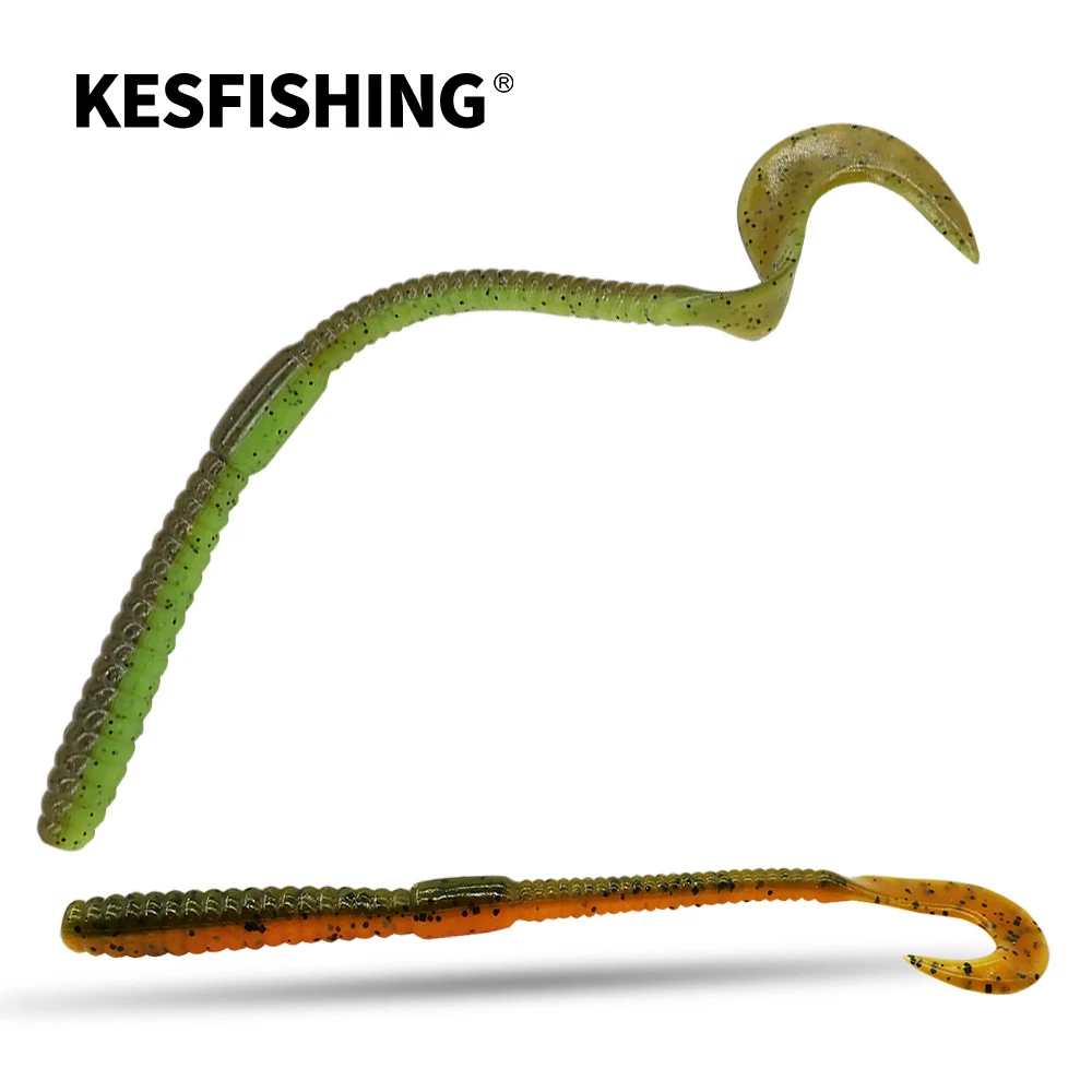 KESFISHING Slim Worm 140mm 4g 10pcs Soft Baits Fishing Grub Bait Artificial Swimbait PVA Lure Spinnerbait