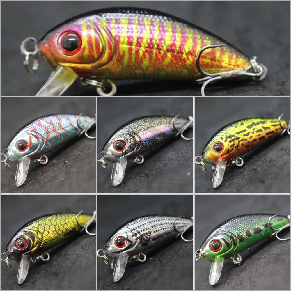 wLure 5g 4.5cm Small Size Sinking to Bottom Wobbler Lightweight 10# Treble Hooks Assorted Colors Crankbait Fishing Lures C544