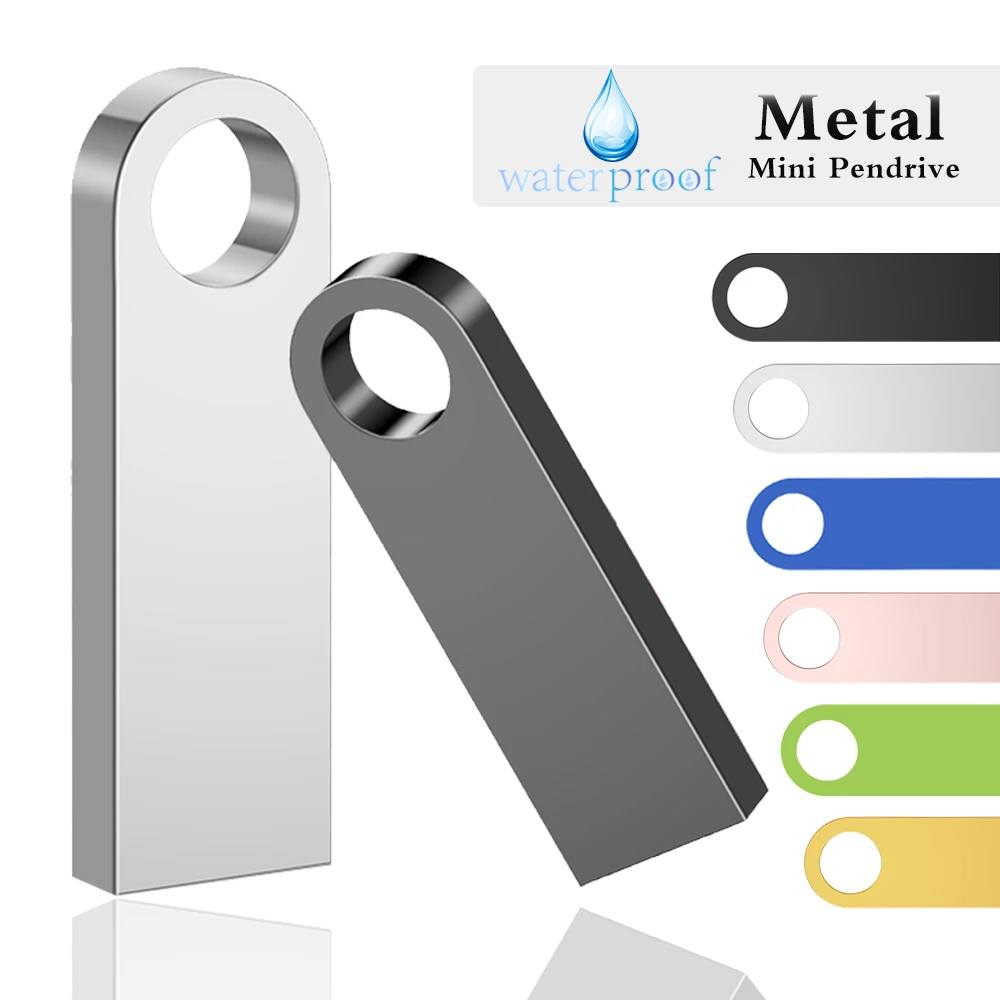 Mini Cle Usb Flash Drives 128GB Metal Waterproof Pendrive 64GB 32GB Silver Pen Drive 16GB 8GB Memoria Usb 2.0 Stick Custom Logo