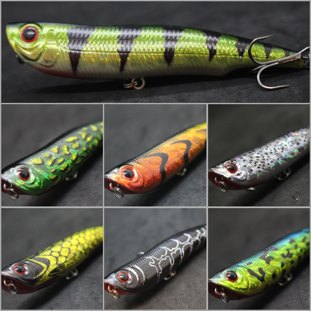 wLure 10cm 17g Long Casting Topwater Popper Walking Lure 2 #4 Treble Hooks Floating Bait 3D Hard Eyes Fishing Lure W622