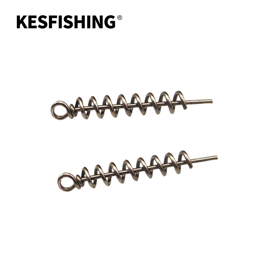 KESFISHING 50pcs 40mm 35mm 25mm Fishing Hook Connector Soft Bait Spring Centering Pin Fixed Latch Needle Spring Twist Lock Screw