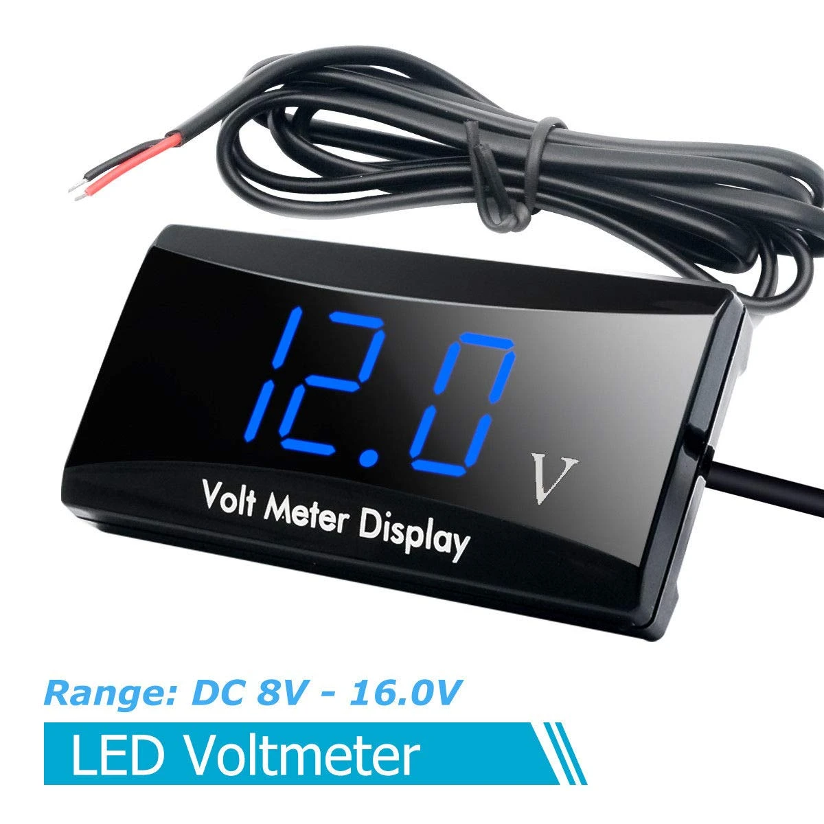 DC 8-18V IPX6 Waterproof Digital Voltmeter for Car Motorcycle 12V 0.56 Inch LED Display Volt Monitor Voltage Meter Tester 0-100V